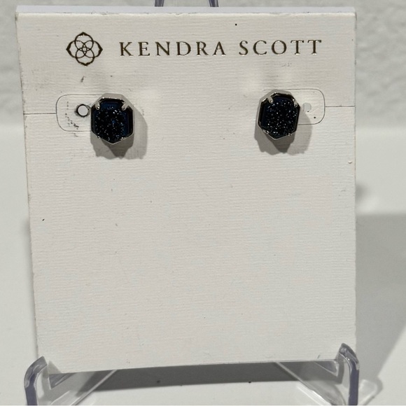 Kendra Scott Ryan Stud Earrings — Mystic Navy Drusy (HTF/Retired) - Picture 3 of 6
